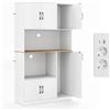 KOMFOTTEU Credenza Alta da Cucina con Stazione di Ricarica, Armadio a Buffet con Ante e Piano di Lavoro, Mobile Dispensa in Legno, per Sala da Pranzo, Soggiorno, Bagno, 100 x 40 x 180 cm (Bianco)