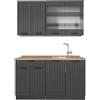 Vicco Cucina monoblocco Fame-Line, Grigio scuro, 140 cm