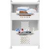 TTISJHK Cesto portabiancheria con ruote, pieghevole a 2 livelli, in plastica PP, grande organizer con ripiano e maniglie, carrello per la biancheria mobile per il bagno, 41,6 x 29,7 x 68,3, bianco