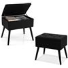 COSTWAY Sgabello Contenitore, Pouf Sgabello Ottoman, Poggiapiedi Moderno da Trucco, con Gambe in Legno Massello & Seduta Imbottita, Portata 150 kg, 49,5 x 35 x 46,5 cm (Nero)