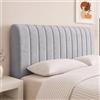 BOUFEIDA Federa per testiera, rivestimento per testiera, in pile al latte, con imbottitura, per decorazione della camera da letto (grigio chiaro, 180 x 70 cm)