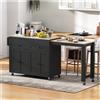 Lekvvied Isola Cucina Mobile su Ruote, Penisola Cucina Estensibile 112-180.5cm, Grigio con Cassetti e Spazio Pranzo, mobili cucina componibile, mobile cucina salvaspazio (nero)