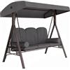 Outsunny Dondolo da Giardino 3 Posti con Tetto Regolabile, Portabicchieri e Cuscini, 208x120x172 cm, Grigio