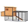 PawHut Pollaio gabbia per galline in legno e acciaio con recinto nido cassetto per deiezioni e tetto apribile 192x81,5x104cm arancione | Aosom Italy