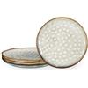 Henten Home Piatti da Dessert in Porcellana, Piatto Beige per 4 Persone, Servizio al Tavolo di Ghiaccio reattivo, Piccolo Piatto di Pasta, Tapas e Torta - 20cm