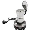 Bdneygtyr Caffettiera elettrica da 500 W, caffettiera italiana con regolazione della temperatura, 150 ml, in alluminio, per fornelli e campeggio, colore: argento/nero