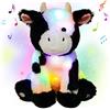Cuteoy Peluche musicale a forma di mucca, con luci a LED, volume regolabile, per ninna nanna, regalo di compleanno per bambini e bambine, 33 cm