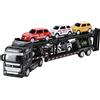 Eleage Giocattolo Bisarca per Semirimorchio in Lega Pressofusa per Bambini Dai 3 Anni in su, Modello di Camion Trasportatore Staccabile Fornito con 6 Mini Auto in Lega Casuali, Set da (Nera)