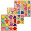 YUYWWAN Puzzle in Legno Bambini, 3 Pezzi Puzzles Legno, Numeri Lettere Geometria Puzzle da 3+ Anni Bambini Giocattoli per l'apprendimento Precoce, Giochi Educativi