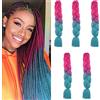 Cybelleza Treccine Extension Capelli Sintetici per Treccine Africane 5 Ciocche Trecce Jumbo Braiding Hair (Rosa rossa&Lago Blu)