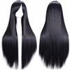 Gairyan Cosplay Parrucca Nera Parrucca Donna Lunga Liscia 80cm Cosplay Anime Wig Parrucche Sintetiche con Frangia Capelli Lisci Lunghi per Halloween Carnevale Costume Feste a Tema