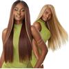 Outre Parrucca pre-tagliata con chiusura in pizzo 6X5 - Miscela di capelli umani - Sleek Yaki 30 pollici (JET BLACK 1)