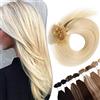 SEGO Extension Capelli Veri Cheratina Dura 100 Ciocche 50g U Tip Nail Invisibili 100% Remy Human Hair Naturali Indiani 50 cm #60 Biondo Platino