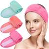 KinHwa Confezione da 3 fasce per capelli da spa, regolabili, rosa | Fascia da donna in microfibra per lavare il viso, sport, yoga, viola