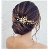 Zoestar Pettini per capelli da sposa con fiore e perle, accessorio per capelli per donne e ragazze (oro)