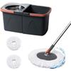 Relaxdays Set di mop Relaxdays, secchio da 14 L e strizzatore, impilabile, grigio