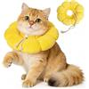 BOUDOI Collare Elisabettiano Gatto Giallo, Collare Gatto Morbido e Regolabile, Diametro 22cm (Adatto a Collo 14-22cm), Collare Elisabettiano Cane Ideale per Convalescenza Postoperatoria