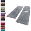 Carpettex Bordo del letto Shaggy tappeto Set di runner 3 pezzi Pila alta Pianura Pila lunga, colore:Grigio chiaro, set letto:2 pezzi 80x150 + 1 pz 80x250