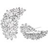 FINGERINSPIRE 2 Pz Spilla a Forma di Foglia con Strass 51x74.5mm in Lega di Argento con Base Trasparente e Strass per Donne Eleganti Spille da Bavero per Abiti Accessori per Abbigliamento Formale