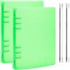 BAOFALI Set di 2 raccoglitori ad anelli formato A5 con 6 anelli, in morbido PVC trasparente, per quaderni ricaricabili, con superficie opaca per riporre timbri e matrici (verde)