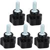 Othmro - 5 pomelli a stella M6 x 15 mm, filettatura maschio in acciaio zincato, ricambio in PP nero