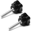 Othmro 2 viti di serraggio per pomello a stella, 6 mm (M6) x 32 mm, colore: nero