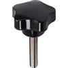 Othmro 1 pomello M8 nero 40 mm x 40 mm zincato a testa a stella maschio a vite manopola di bloccaggio manopola a stella maniglia a cinque stelle manopole filettate per sega trapano pressa tornio
