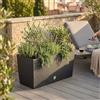 WELL HOME MOBILIARIO & DECORACIÓN Fioriera per fiori, grande vaso per esterni/interni, in plastica effetto rattan, per terrazza, giardino o soggiorno, resistente ai raggi UV, 32 x 80 x 33 cm, colore antracite