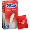 Durex Preservativi in Lattice amore sesso Feel Ultra Sottile Trasparente, Confezione da 10
