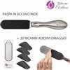 XANITALIA Raspa Pedicure Professionale in Acciaio Inox con 2 Facce Adesive Grana 150 e 180