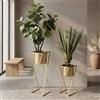 Set 2 Portavasi Gervais Stile Art Déco in Metallo Dorato - Coppia Portafiori Eleganti INTRECCIATI