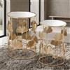 Set 2 Tavolini Antoine in Vetro Specchiato Stile Art Déco con Struttura Oro - Coppia Portaoggetti Eleganti
