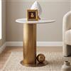 Tavolino da Salotto Torime Japandi con Top in Ceramica Effetto Marmo Calacatta e Struttura Oro