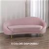 Tuttoperlestetica Divano Dormeuse Chaise Longue 2 Posti in Velluto Rosa, Verde, Grigio, Tortora, Nero Art Déco NERO