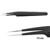 PINZA CURVA A SPILLO PER CIGLIA NERA PINZETTA ANTISCIVOLO 13 CM