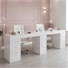 Tuttoperlestetica Tavolo manicure doppia postazione con aspiratore per estetista centro estetico legno laccato bianco 3 cassettiere Regin Keopalia Ke131050