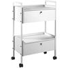 KEOPALIA Carrello bianco per estetista centro estetico medicina estetica acciaio e legno 2 ampi cassetti con ruote cubik