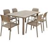 Nardi Set Tavolo Libeccio Tortora con 4 Poltrone Bora Tortora di Nardi