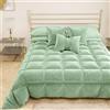 PETTI Artigiani Italiani - Trapunta in Morbido e Caldo Velluto 350 g/m², Piumone Singolo, Double Face, Trapunta Singola: 160x260 cm, Salvia, 100% Made in Italy