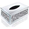 Wocred Scatola rettangolare per fazzoletti a specchio, scatola per fazzoletti in cristallo schiacciato, color argento, per fazzoletti in bagno o tovaglioli su un tavolo. (25,4 x 14,5 x 10,2 cm)