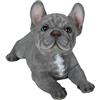 Hi-Line Gift Ltd. Tranquil Blue Hues: statuetta di bulldog francese sdraiato in poliresina in grigio blu