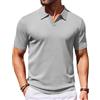 Coofandy Polo da Uomo a Maniche Corte in Maglia Elasticizzata con Scollo a V, Polo Casual da Golf, Grigio, S