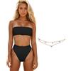 KBRPEY Costume Donna Due Pezzi Fascia Vita Alta Bikini Set Mare Costumi Curvy Bikiniset Senza Spalline Pantaloncino Contenitivo No Segno Abbronzatura Costume da Bagno