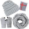 CheChury Cappelli Invernali Donna Cappelli da Donna Invernali Sciarpa Guanti Invernali Guanti Touch Screen Invernali Winter Set Sciarpa 3 Pezzi