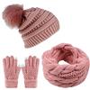 CheChury Cappelli invernale e Set Sciarpa sciarpa e Guanti Calze Donna Berretto con Pompom Touch Screen Regali Originali
