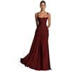 Generale Vestito da Damigella 2026 Giallo Chiffon Collo Quadrato Spaghetti Straps Lungo A-Line Abito da Ballo Corsetto Piegato Ruffles