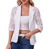 GMQWRK Giacche leggere da donna con bottoni in rete trasparente Top aperto sul davanti elegante pizzo scava fuori camicie a maniche lunghe modello traforato colletto bavero cardigan capispalla