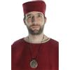 HEMAD Cappellino medievale foderato in feltro di lana, Colore: rosso, XXL
