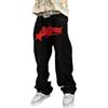 Gefomuofe Jeans Baggy da Uomo Y2k con Stampa Hip Hop, Baggy Star, Cargo Jeans, Pantaloni ampi con Scritta sul Davanti, Loose Fit, Jeans Nero, Pantaloni da Tempo Libero per Ragazzi, Uomini, H rosso., M