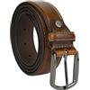 No Limits Cintura Uomo in Vera Pelle, Alta 3,5 cm, Accorciabile, Con Cuciture, Classica, Effetto Used, Fibbia Nickel Free